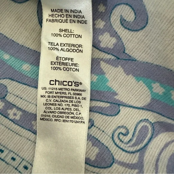 Chicos XL (Size 3) Blue Turquoise Tunic Top with Sequin Detail at Neckline - Picture 5 of 8